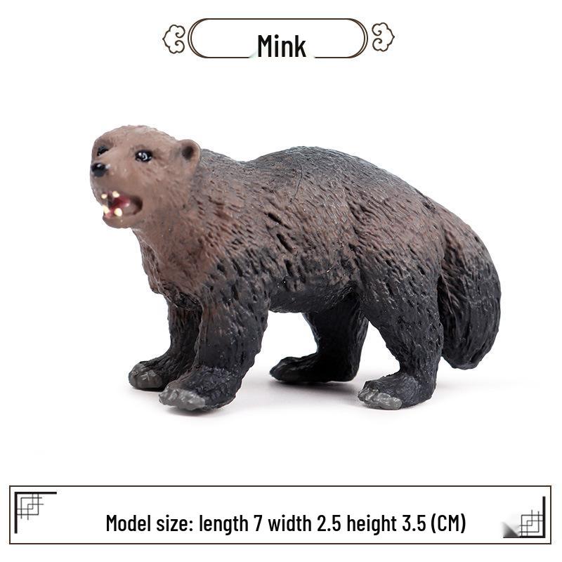 Realistic Wildlife Model Toys: Anteater, Badger, Beaver, Fox, Mink - Plastic Figurines for Children.