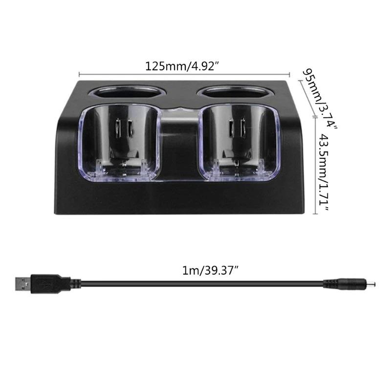 Dual Remote Charging Dock Station and 2 Rechargeable Batteries for Wii