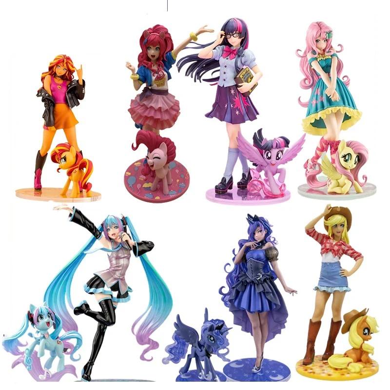 My Little Pony Bishoujo Anime Figure Applejack Fluttershy Mikuo Statue Rainbow Dash Bishoujo Rarity Figurines Doll Gift Toy