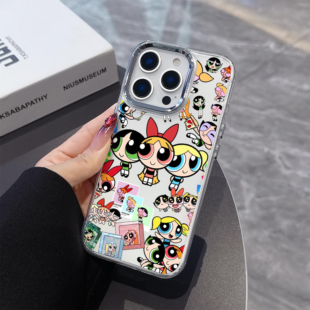 Cartoon P-Powerpuffs G-Girls Plating Phone Case for Oppo Find A5X A5 F29 X8 A60 A3X A3 A2 A78 A98 A79 A78 A59 A58 A38 Pro 4G 5G