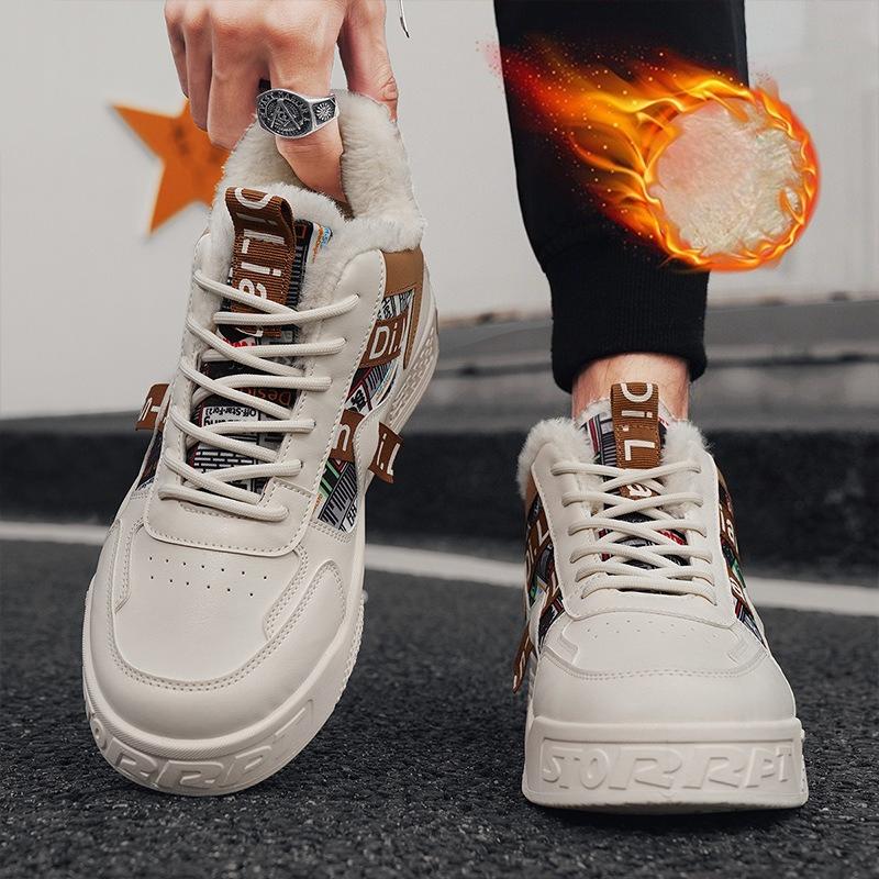 Winter High-top Men's Shoes Padded Thickened Cotton Shoes Fashion Warm Board Shoes Tide Sports Casual Shoes Comfortable Breathable Resistant Shoes