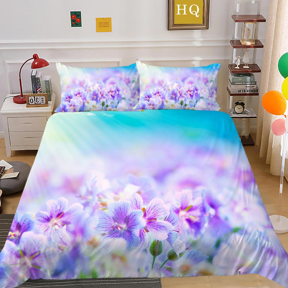 3D Flowers Printing Bedding Cover King Size Polyester Bedspreads Design High Quality Home Bedclothes