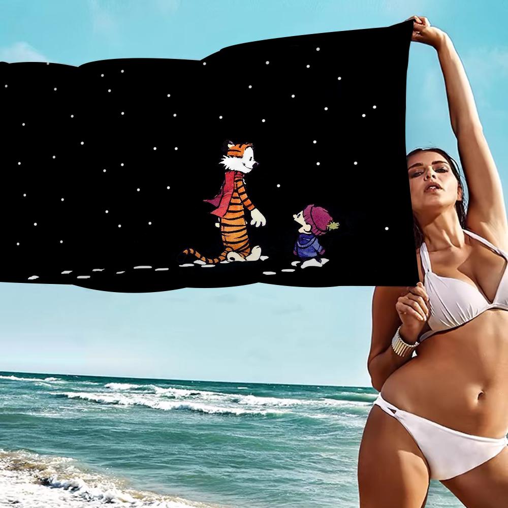 Book C-Calvin and H-Hobbes Big Microfiber Beach Towels Quick Dry Towel Sand Beach Towels Pool Towel for Travel Swim Pool Yoga