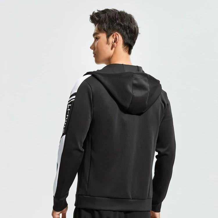 Li Ning Training Series Logo Print Color Block Zip-Up Hoodie Men Hoodies Black AWDR459-1
