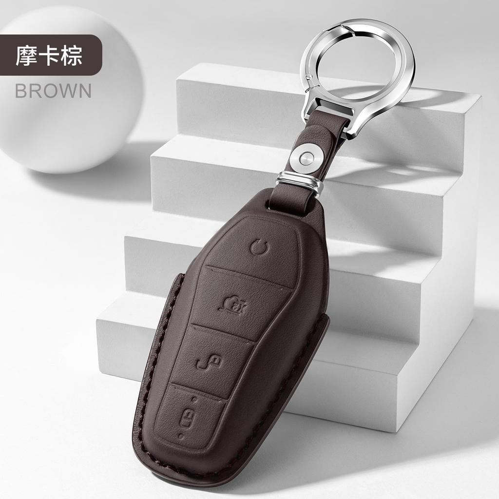 Leather Car Key Case Remote Cover Shell Holder Fob For Byd Atto3 Atto 2 1 Song Pro Plus Dolphin Mini Seal U Sealion 5 7 8 Seal 6