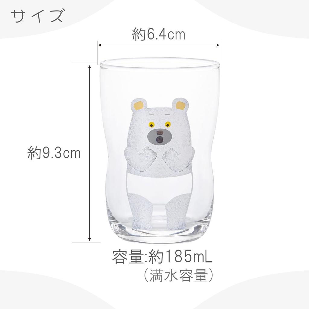 Strong Kids Glasses M, Polar Bear Pants, Set of 4, in Craft Box, Made in Japan, Durable, Reinforced Glass, Break-Resistant, Great for Children's Table