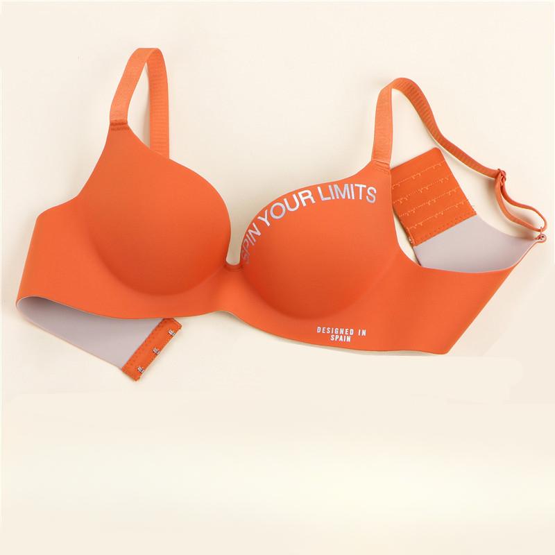 

Женский бесшовный бюстгальтер, сексуальное нижнее белье, пуш-ап, беспроводной бюстгальтер без косточек, нижнее белье, модное женское нижнее белье с буквенным узором, бюстгальтеры для женщин 38/85AB оранжевый