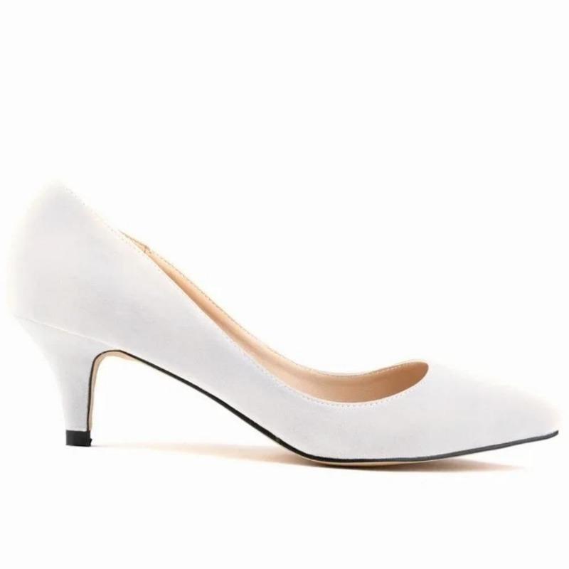 Décolleté da Donna Primavera Autunno Tacco Basso Alto 5cm Tinta Unita Traspiranti Punta Appuntita Suola Antiscivolo Soletta in Lattice Scarpe da Lavoro Matrimonio