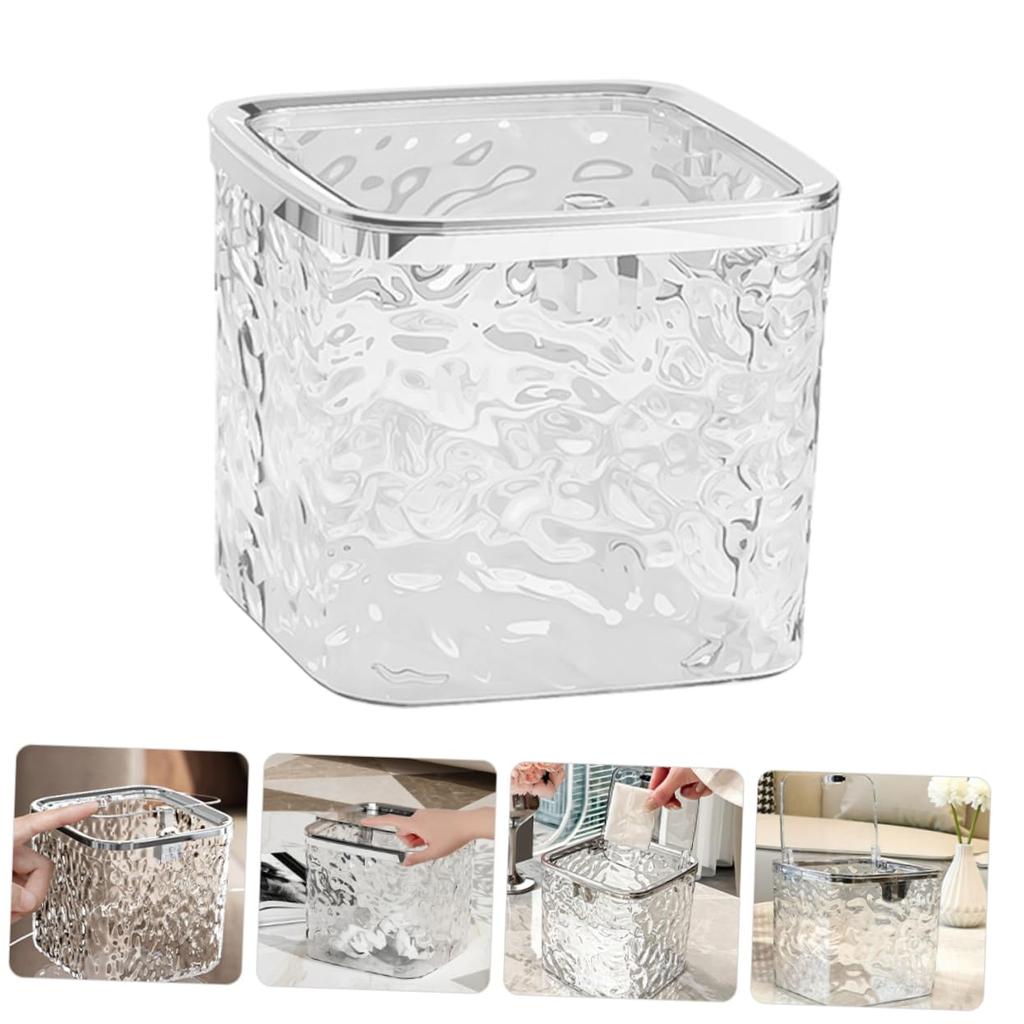 Hair Accessories Organizer Clear Hair Tie Organizer with Lid Desktop Storage Box Multifunctional for Laundry Pods Cotton Swab