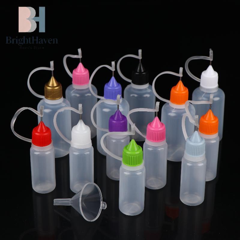 1 Set Clear Plastic Needle Tip Squeeze Bottles Stainless Steel With Leak Proof Lids Multi Sizes Perfect For Crafts Glue Storage