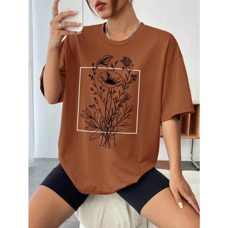 

Футболка с открытыми плечами и цветочным принтом XS