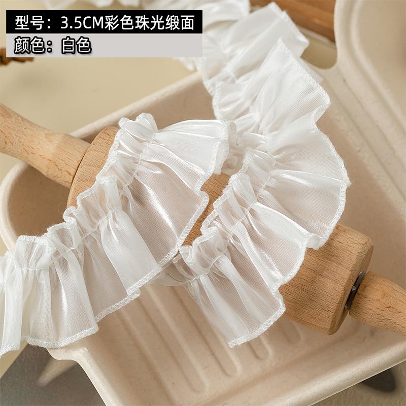 

2/10Meters Black Ruffle Lace Trim 35mm Wide Sewing Ribbons For Crafts Party Dress DIY Supplies Home Decor Needlework Accessories 2Meters белый
