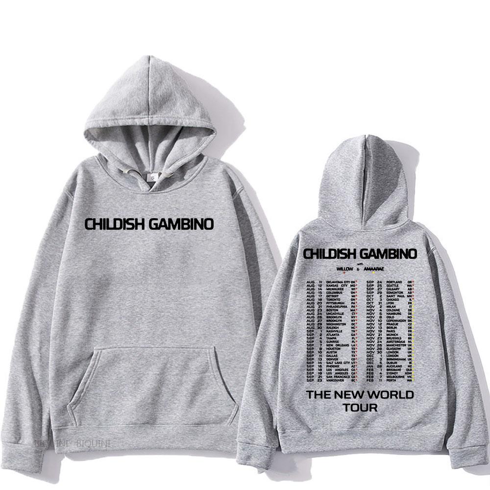 The New World Tour Hoodies Childish Gambino Singer Sweatshirts Warm Long Sleeve Sudaderas Men Clothing Top