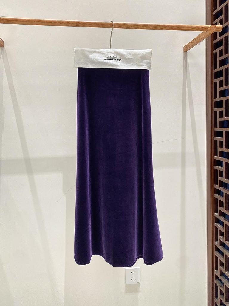 Samt-Fischschwanzrock mit hoher Taille - Damen Schlankmachend A-Linie, Nationalstil, Neu Herbst 2025