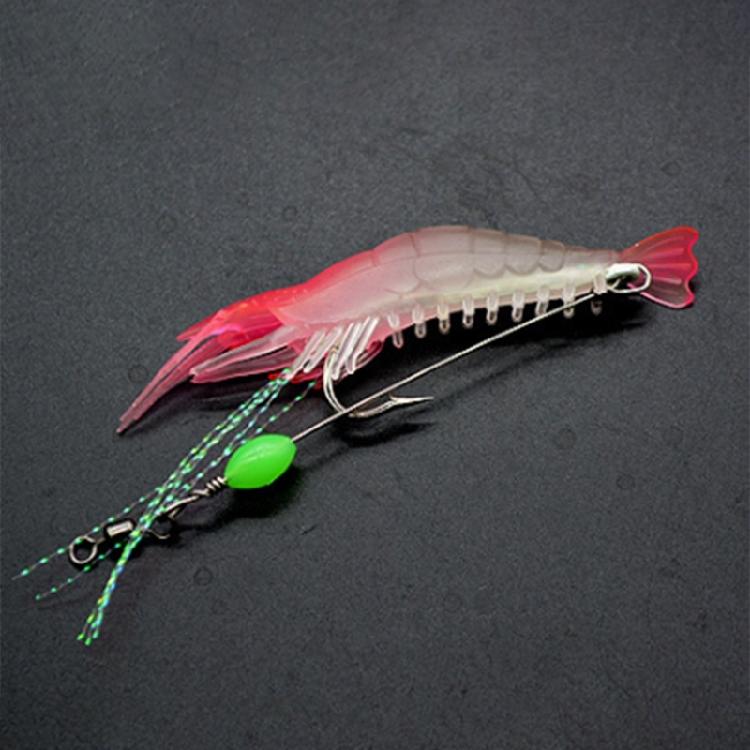 7 Pcs Silicone Soft Shrimp Baits with Hooks Luminous Swimbait Fishing Tackle