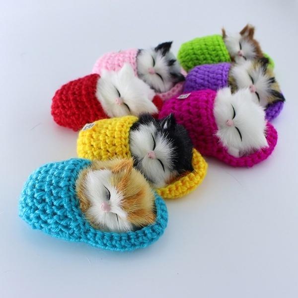 Adorable Plush Cat Keychain For Kids With Realistic Sound And Soft Touch
