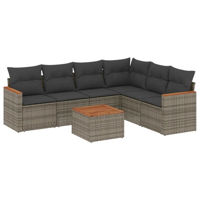 VidaXL Garden Lounge Set with Cushions 7 Pcs, Patio Sofas, Patio Furniture Set, Outdoor Furniture, Grey 3258413