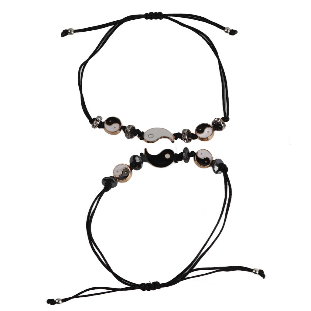 1 para bransoletek Tai Chi Pleciona nylonowa regulowana bransoletka Yin Yang dla par Ozdobna opaska na nadgarstek