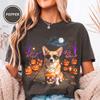 Halloween Corgi Tee, Pumpkin Patch Sunglasses Dog, Spooky Season Trick or Treat, Dog Lover Comfort Colors for Dog Dads, Vintage Bootleg