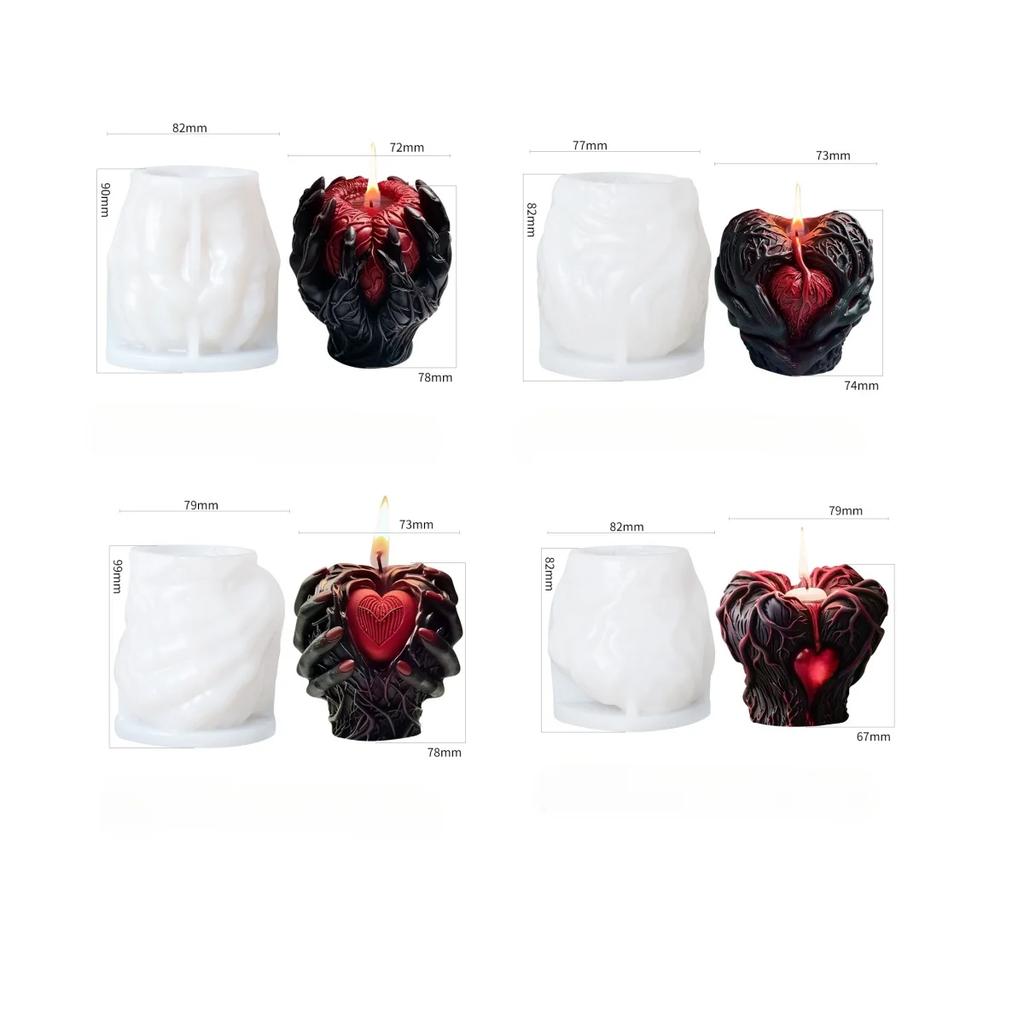 Halloween Hands hold heart scented candle silicone mold DIY horror resin decoration mill holiday