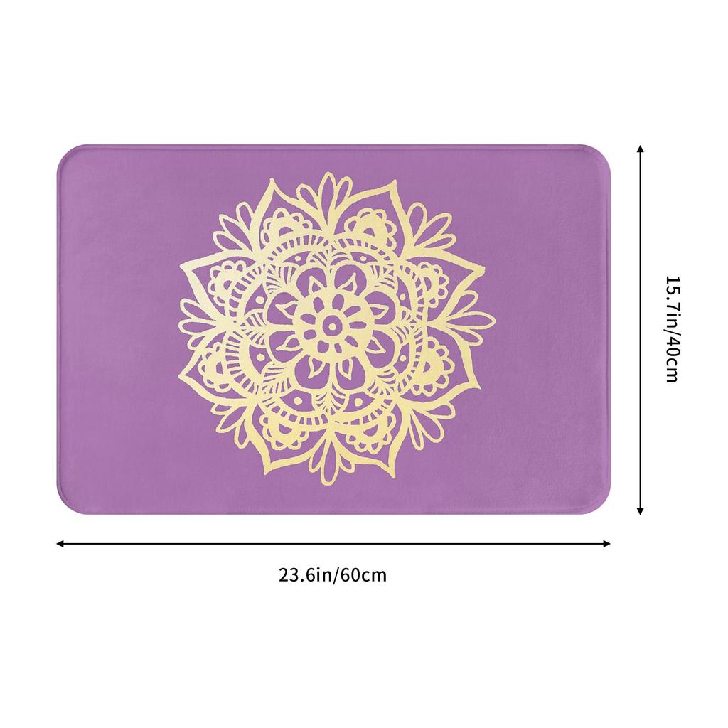 Purple and Gold Mandala Non-slip Doormat Floor Mat Water oil proof Carpet Rug for Kitchen Entrance Home Bathroom Footpad Mats