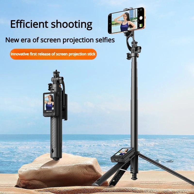 Smartphone Rear Selfie Screen with Selfie Stick Tripod suit.Selfie Pole Real-time Projection,for Vlog/Travel/Selfie/Group Photos