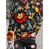 Herren Herbst und Winter 3D-Druck Rundhals Langarm T-Shirt Mode Vielseitig Trend Atmungsaktiv Lässig