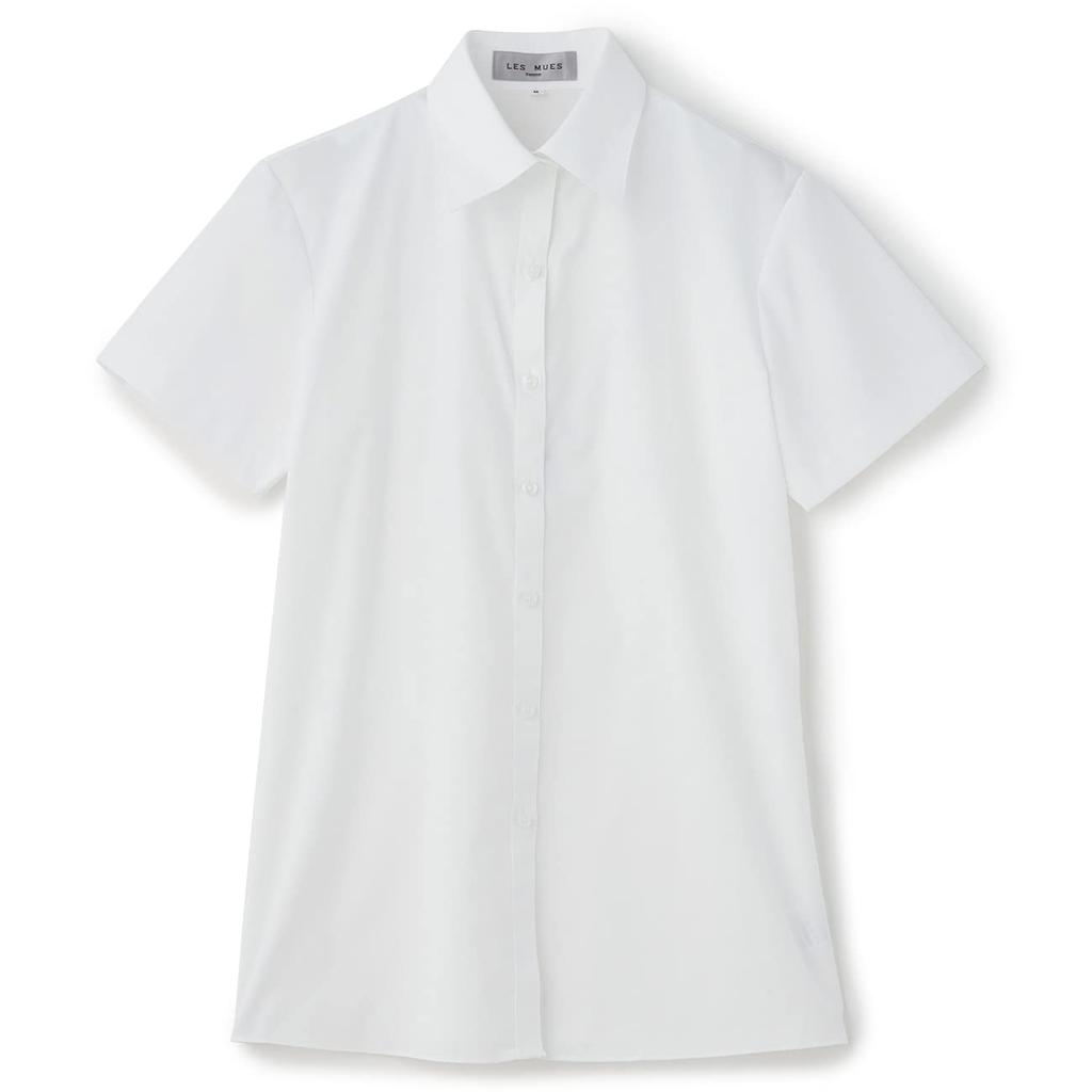 Développé conjointement avec MyNavi Student Support Ultime Recherche d'emploi Col court [Aoki] [La Blouse] manches/maintien de la forme/stretch/blanc uni,