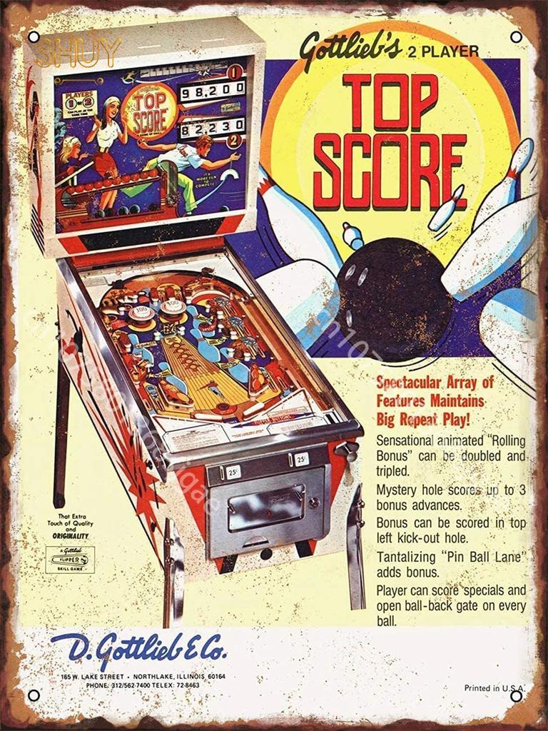 Vintage Darts Billiards Pinballs Metal Tin Signs - Bar Club Pub Wall Decor, Entertainment Venues Home Plaques