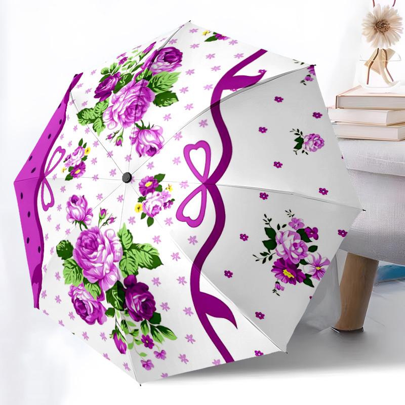 

1pc Floral Pattern Automatic Folding Umbrella - 8-Rib Durable Iron Frame, Compact Portable for Daily Travel yy251205078