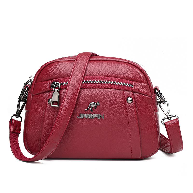 Women's Crossbody Bag Water-Resistant Solid Color Square Shoulder Bag Three Layer Zipper Closure Phone Purse Pouch for Women
