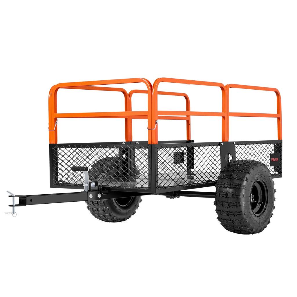 VEVOR Garden Utility Trailer, 28 Cu. Ft. & 800kg, ATV UTV Trailer, Tow Behind Steel Dump Trailers, Removable Rear Panel