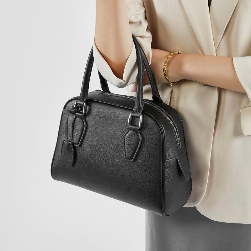 New first-layer cowhide minimalist bowling premium leather women's bag large-capacity handbag pillow bag