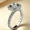 Simple and Versatile Fashion Square Zircon Ring, Inlaid Diamond Jewelry European Beautiful Women Jewelry
