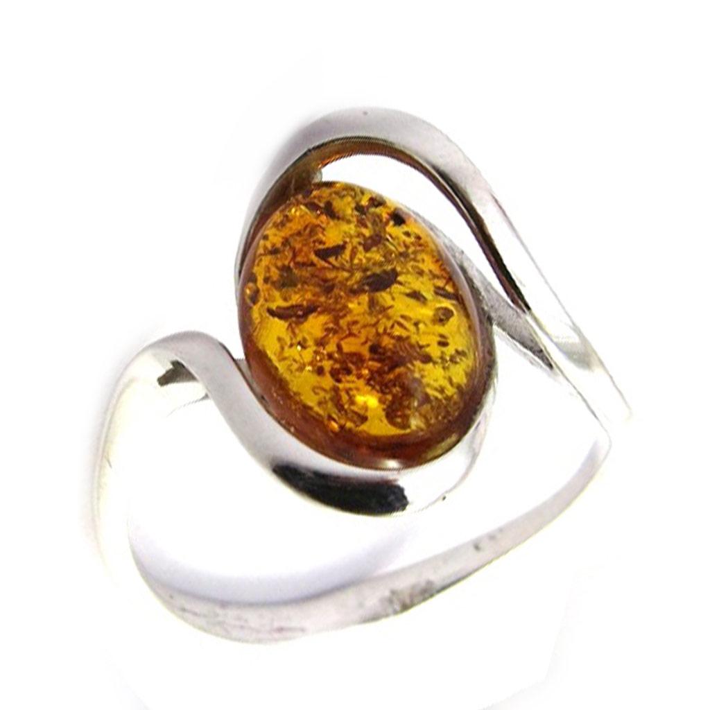 Handmade Silver Ring 'Inspiration' Amber (rhodium) - 12x8 Mm