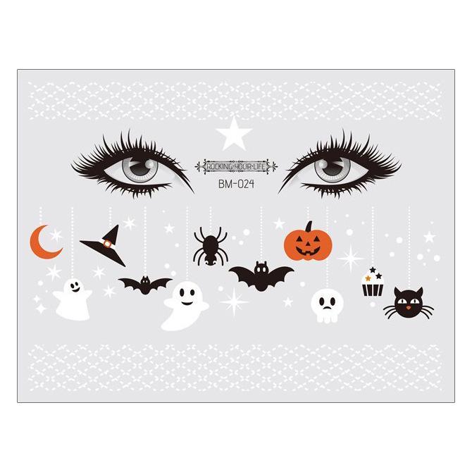Waterproof Halloween Bat Face Stickers for Kids - Aesthetic Temporary Tattoos