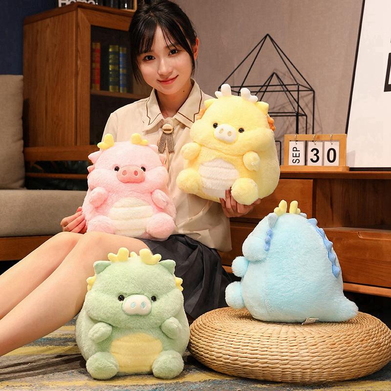 Kawaii Funny Pig & Dragon Plush Toy Stuffed Soft Animal Piggy Doll Throw Pillow Cushion Funny Birthday Xmas Gift for Friends