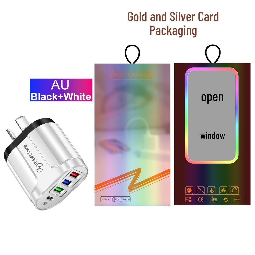 3-Port USB + Type-C Home & Travel Charger, EU/UK Standard, 5V/2.4A, New Model