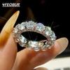 FEOBUR 5mm D Color Moissanite Ring with Certificate Women CopperFull Diamond Eternity Band Wedding Jewelry Gift
