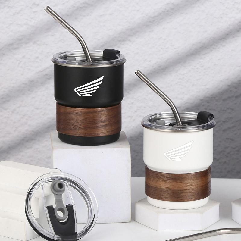 300ml Motorcycle Logo For Honda Stainless Steel Coffee Mug with Lid Anti-Scald Drinks Cup Resistant for Outdoor Picnic Camping VO8