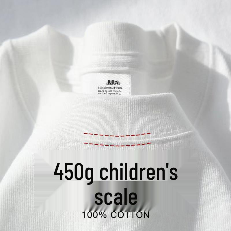 450g Heavyweight Short Sleeve Men's Summer Pure Cotton Tee with Small Collar