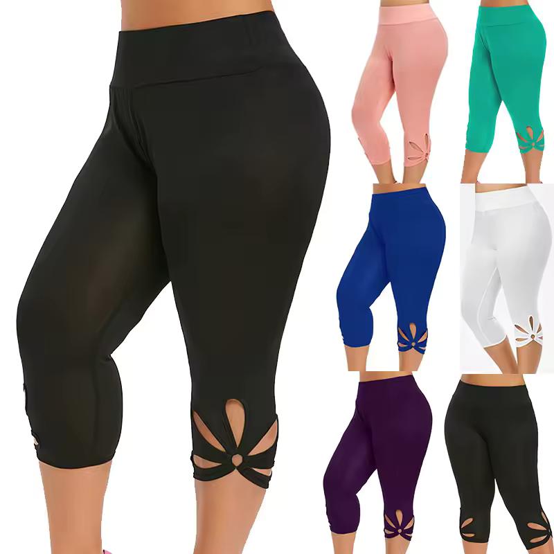 Leggings Essenziali Elasticizzati Taglie Forti da Donna Estivi Vita Elastica Senza Cuciture Casual Pantaloncini