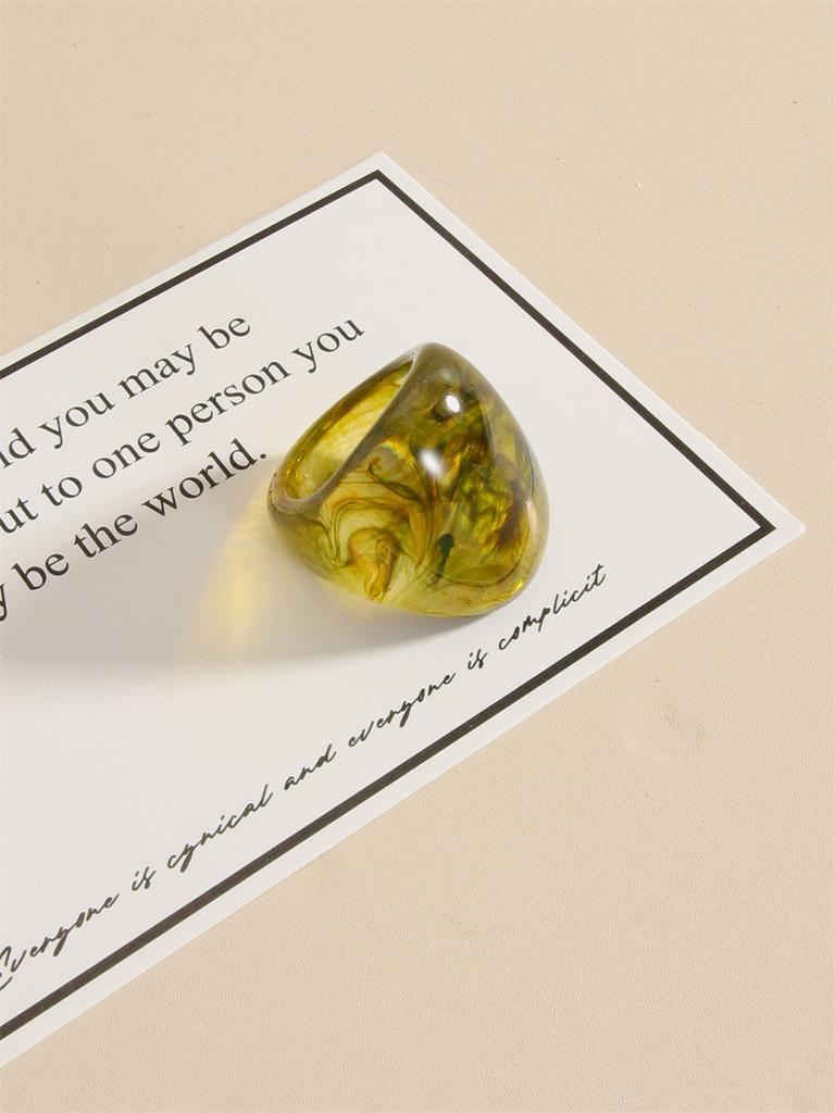 Anello Largo Trasparente in Resina Marrone Vintage Geometrico Irregolare Gioielli Personalità Autunno Inverno Nuovi Anelli Ins Hip Hop Punk
