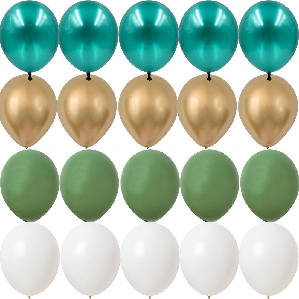 20PCS 10inch Balloon Kit Retro Green White Gold Balls Birthday Wedding Anniversary Jungle Summer Party Decor Home Supplies KTY