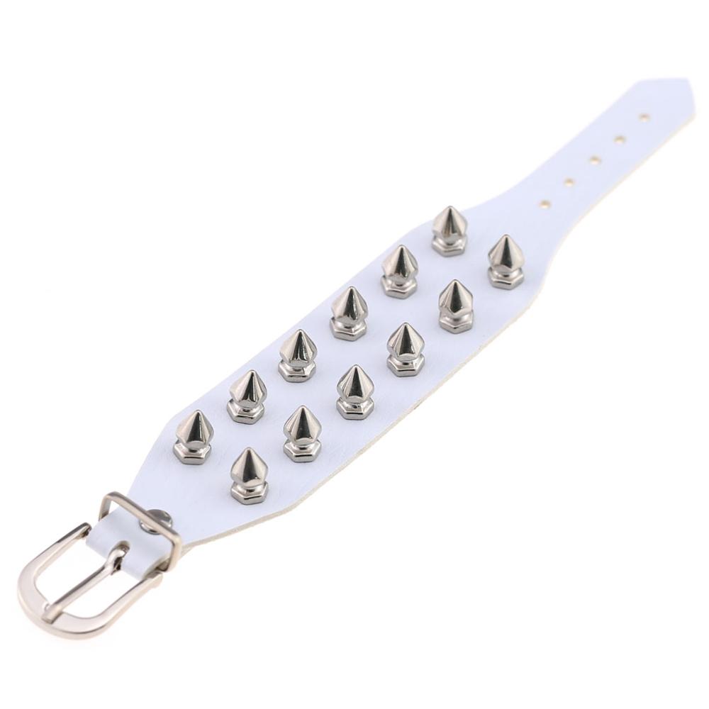 Unique Cuspidal Spikes Rivet Stud Wide Cuff Leather Punk Gothic Rock Unisex Bangle Bracelet Woman Men Jewelry