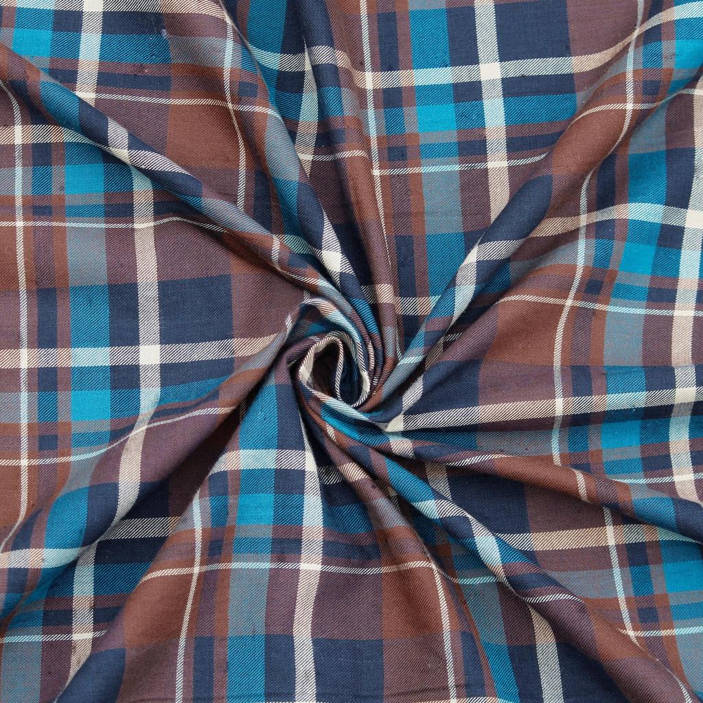 Brązowa Premium Kraciasta Tkanina Koszulowa