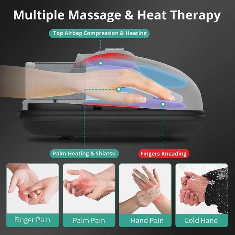 2026 New Wireless Electric Hand Massager Air Compression Hot Compress Palm Acupoint Massager Finger Arthritis Numbness Muscle Relaxation