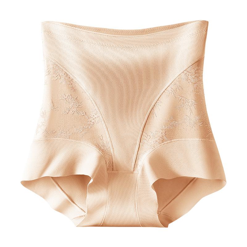 Lady Spring and Autumn Chinese Style Relief Belly Lift Hip Antibacterial Crotch Thin High Waist No Trace Safety Underwear