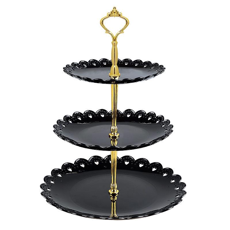 European Tray Holiday Party Three-layer Fruit Plate Dessert Candy Dish Cake Stand Self-help Display Home Table Decoration Trays