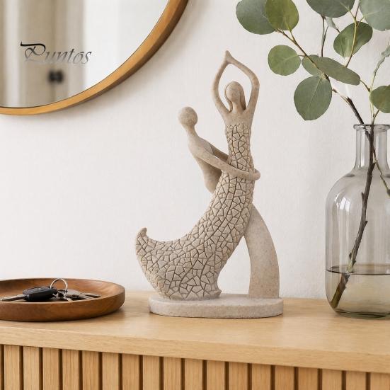 Artistic Home Accents Abstract Couple Sculpture Ornament, Resin Sandstone Style Statue, Romantic Durable Table Decor Embracing Figure for Living Room